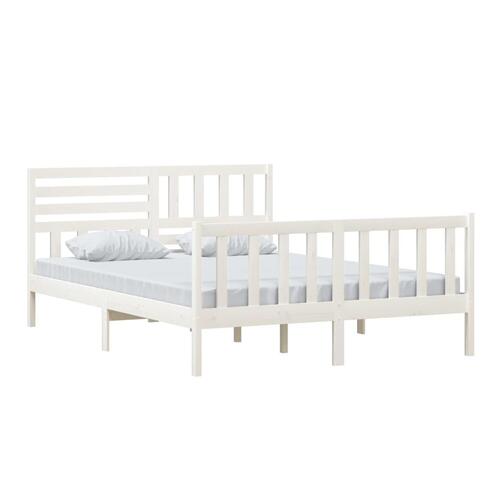 Sengeramme 150x200 cm King Size massivt træ hvid