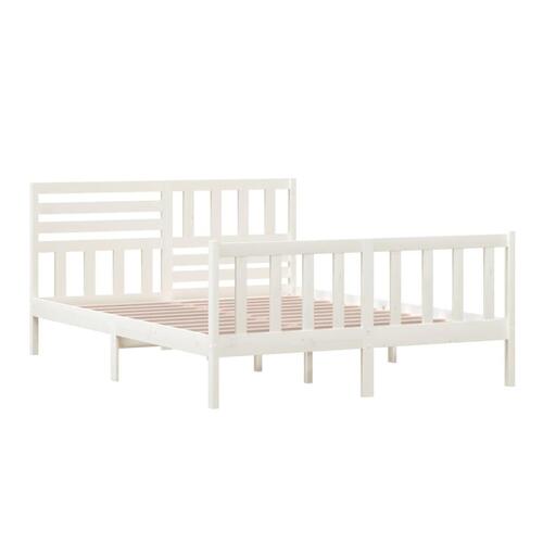 Sengeramme 150x200 cm King Size massivt træ hvid