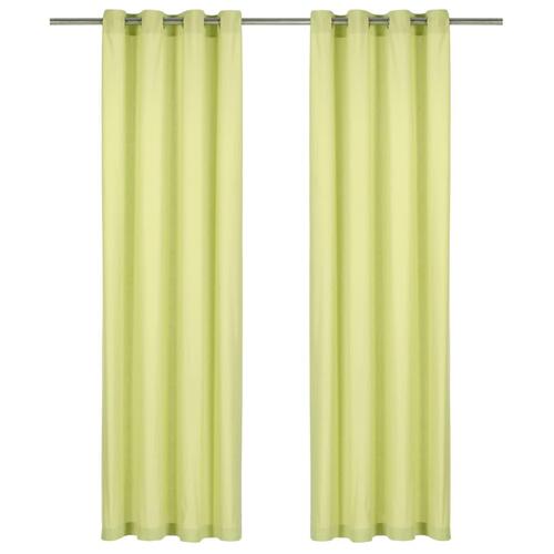 Gardiner med metalringe 2 stk. 140 x 175 cm bomuld grøn