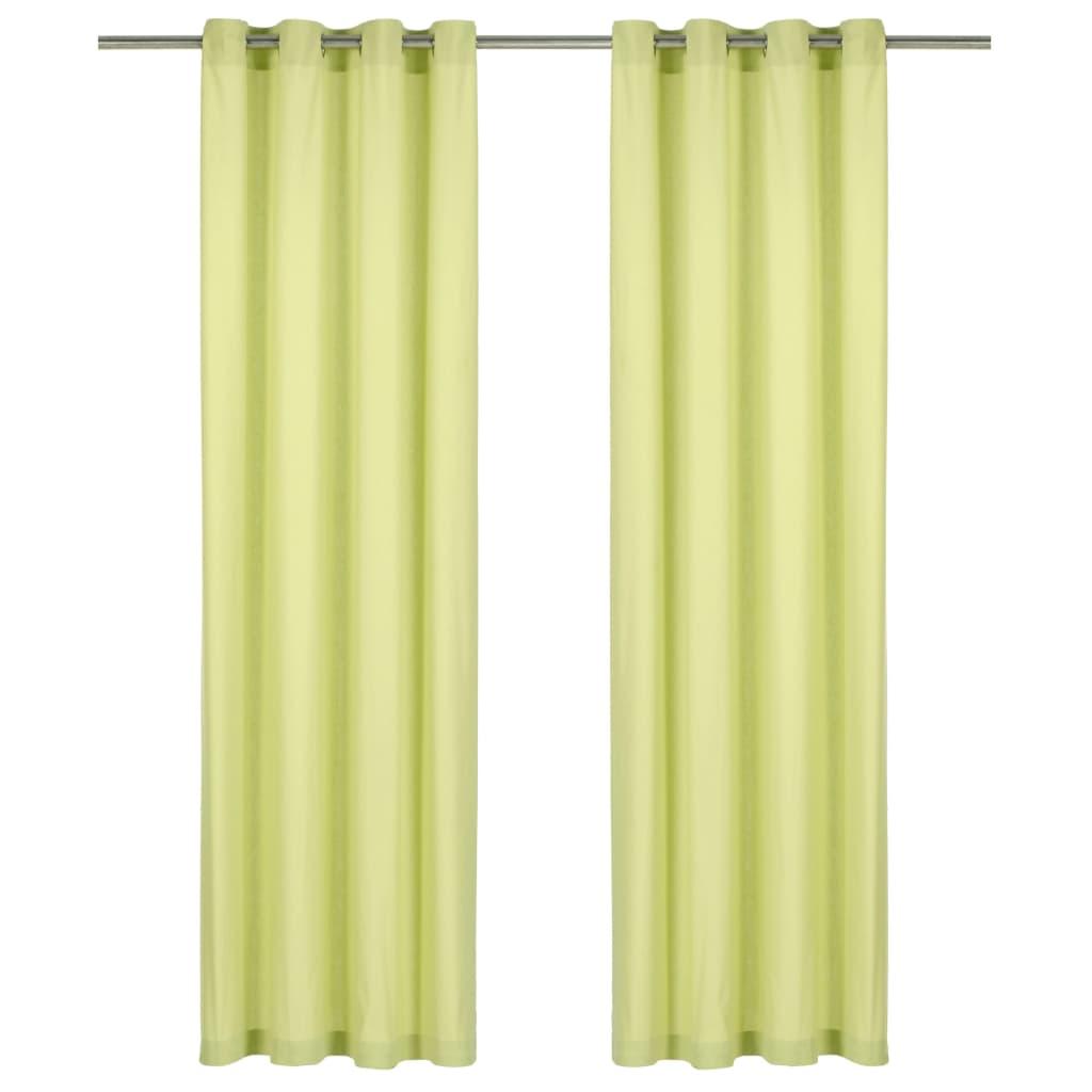 Gardiner med metalringe 2 stk. 140 x 175 cm bomuld grøn