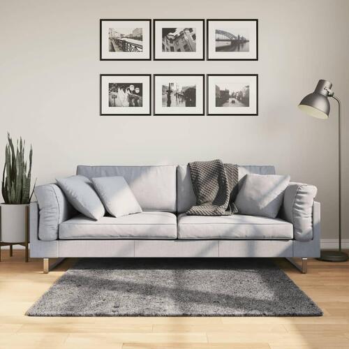 Gulvtæppe HUARTE 120x120 cm kort luv og vaskbart antracitgrå