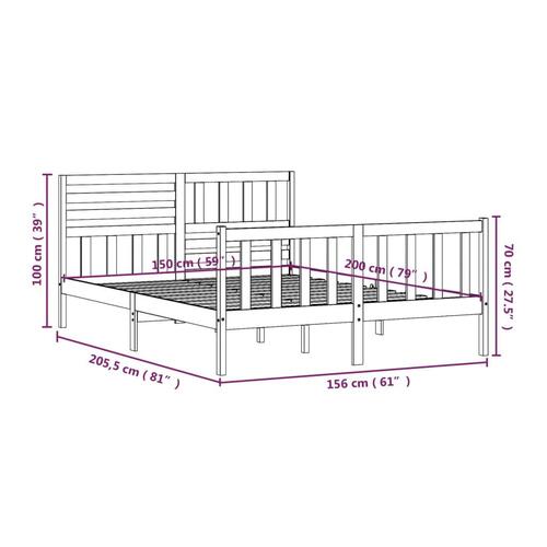 Sengeramme 150x200 cm King Size massivt træ hvid