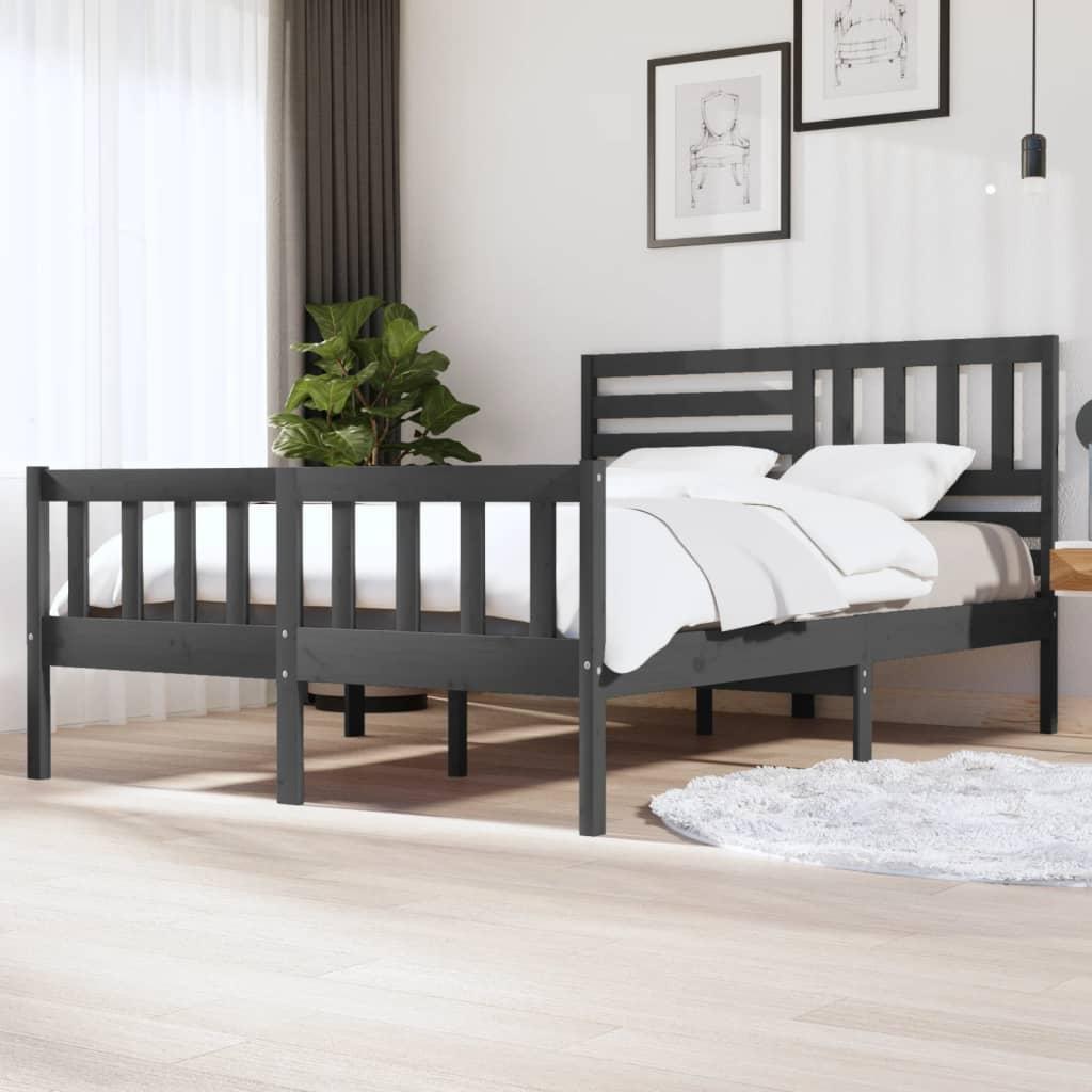 Sengeramme 150x200 cm King Size massivt træ grå