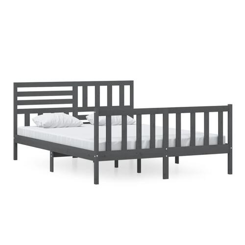 Sengeramme 150x200 cm King Size massivt træ grå