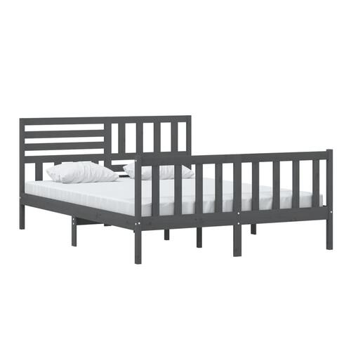 Sengeramme 150x200 cm King Size massivt træ grå