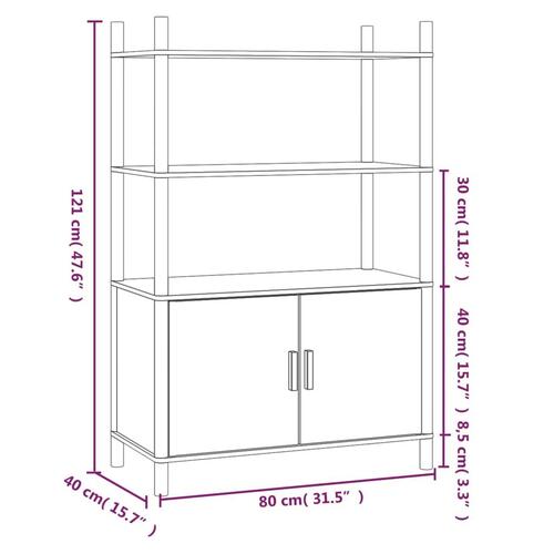 Højskab 80x40x121 cm konstrueret træ hvid