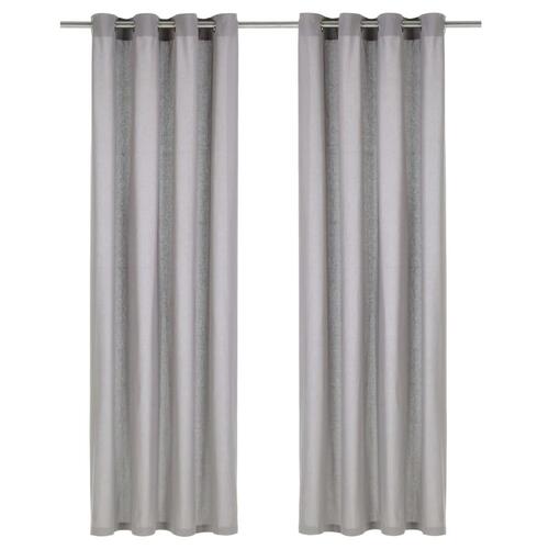 Gardiner med metalringe 2 stk. 140 x 175 cm bomuld grå