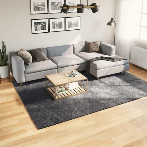Gulvtæppe HUARTE 200x280 cm kort luv og vaskbart antracitgrå