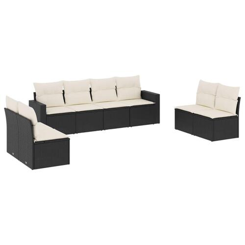 Sofasæt til haven 8 dele med hynder polyrattan sort