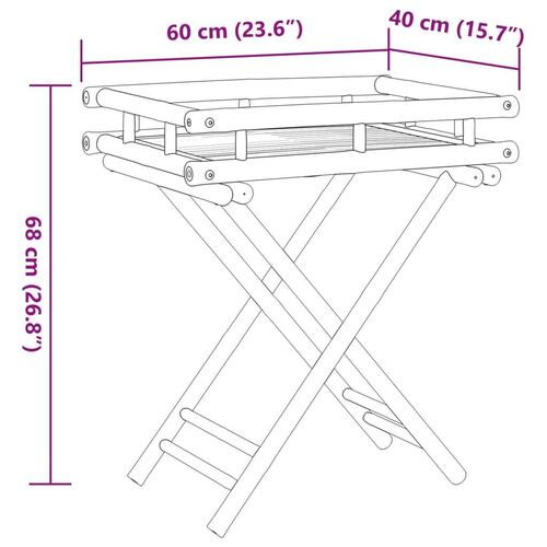 Foldbart bakkebord 60x40x68 cm bambus