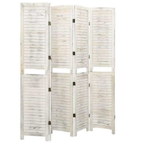 5-panels rumdeler 178,5x166 cm massivt træ antik hvid
