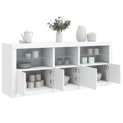Skænk med LED-lys 162x37x67 cm hvid