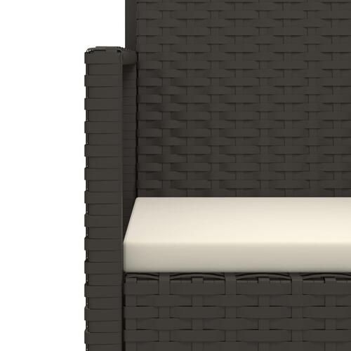 Havestol med hynde polyrattan sort