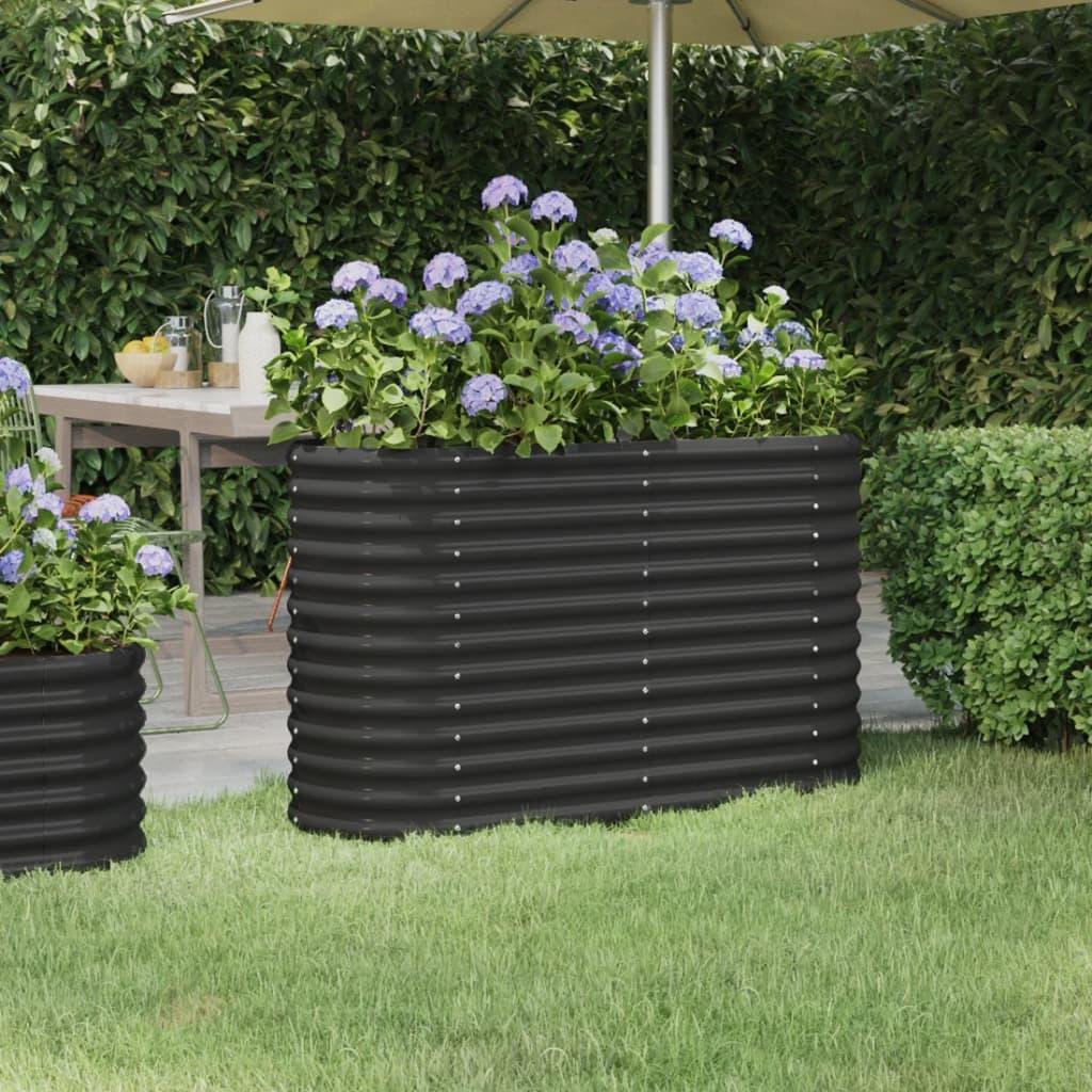 Plantekasse 114x40x68 cm pulverlakeret stål antracitgrå