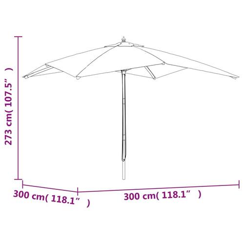 Haveparasol med træstang 300x300x273 cm sandfarvet