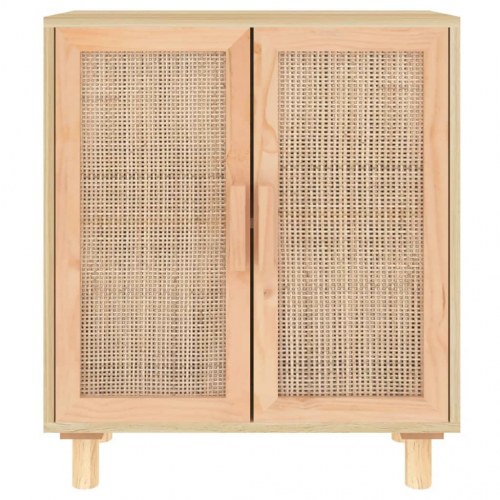 Skænk 60x30x70 cm massivt fyrretræ og naturlig rattan brun
