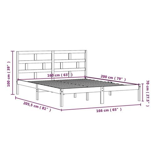 Sengeramme 160x200 cm massivt fyrretræ