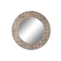 Vægspejl 76 x 4 x 76 cm Krystal Brun Hvid Mandala Mangotræ Indian Træ MDF Afklædt