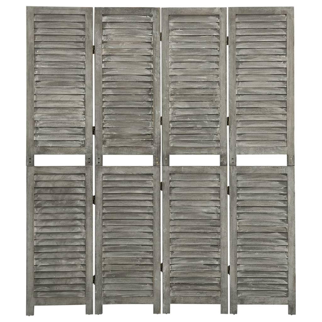 4-panels rumdeler 143x166 cm massivt træ grå