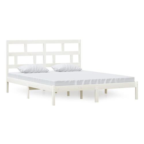 Sengeramme 160x200 cm King Size massivt træ hvid