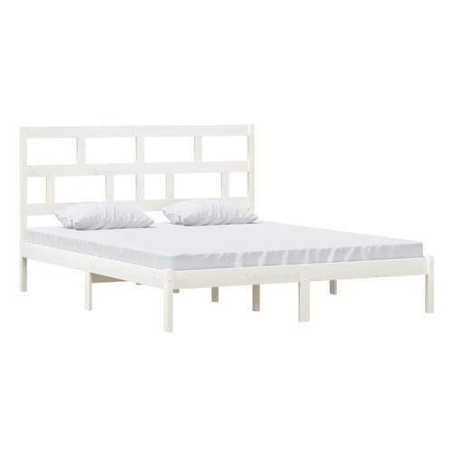 Sengeramme 160x200 cm King Size massivt træ hvid