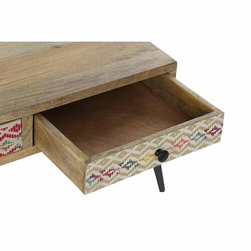 Sofabord 110 x 70 x 46 cm Sort Metal Brun Multifarvet Mangotræ