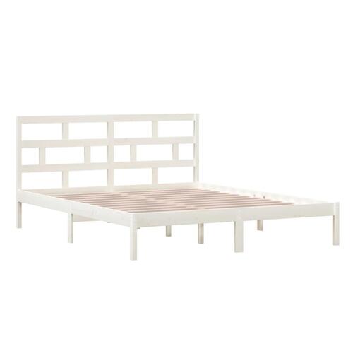 Sengeramme 160x200 cm King Size massivt træ hvid