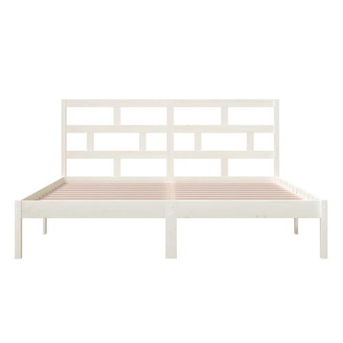 Sengeramme 160x200 cm King Size massivt træ hvid