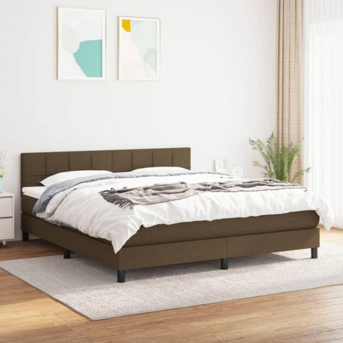 Kontinentalseng med madras 160x200 cm i stof mørkebrun