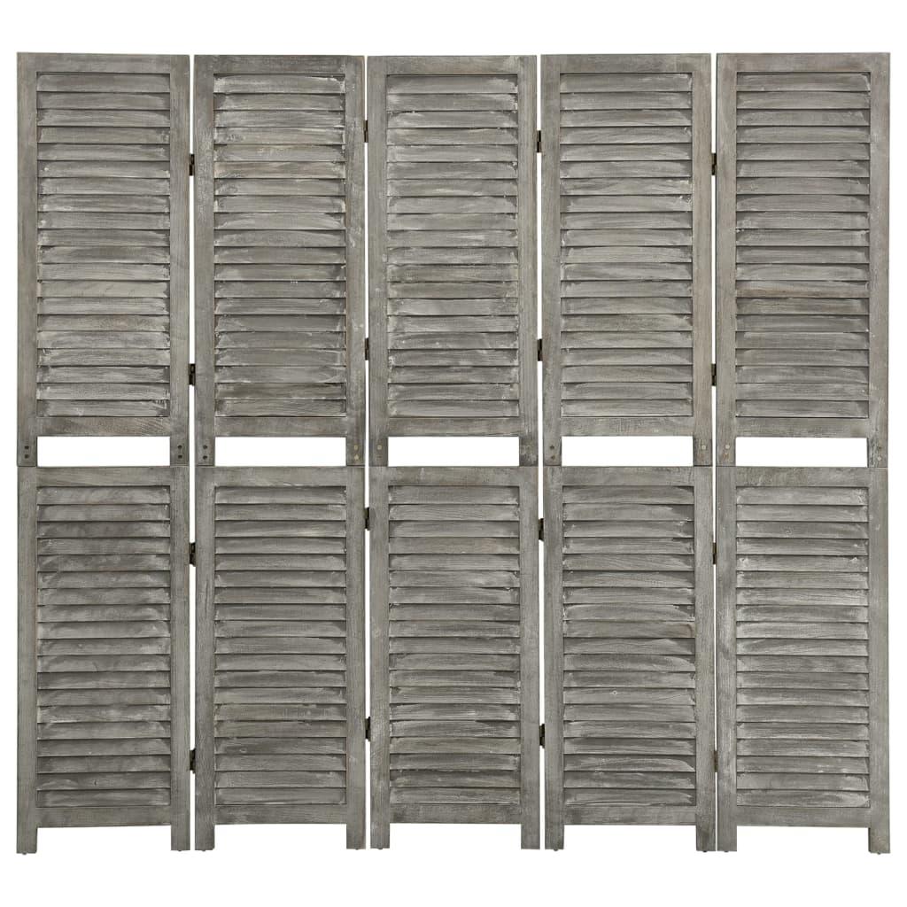 5-panels rumdeler 179x166 cm massivt træ grå