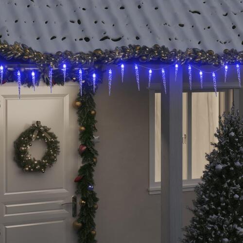 Lyskæde m. istapper 200 LED'er 20 m akryl PVC blå