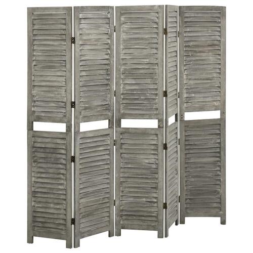 5-panels rumdeler 179x166 cm massivt træ grå