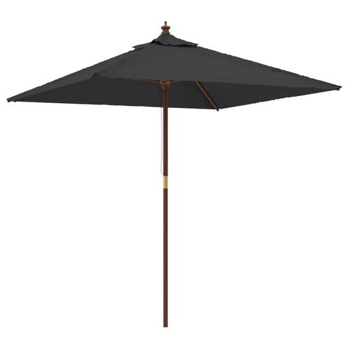 Haveparasol med træstang 198x198x231 cm sort