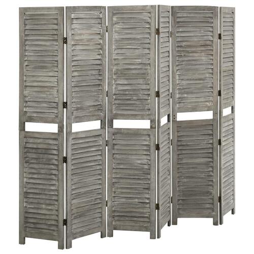 6-panels rumdeler 214x166 cm massivt træ grå