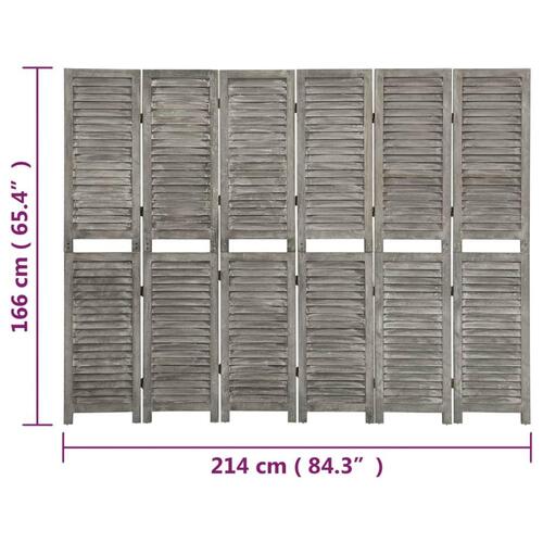 6-panels rumdeler 214x166 cm massivt træ grå