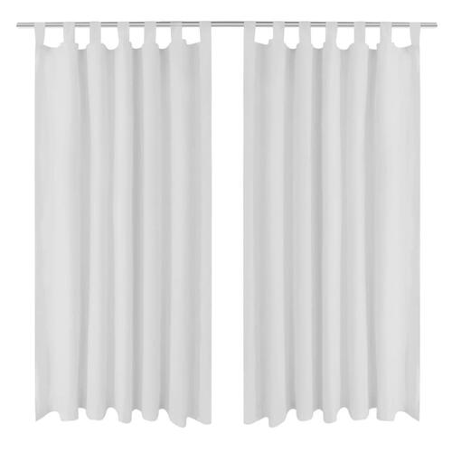 Gardiner i mikro-satin med løkker 2 stk. 140 x 245 cm hvid