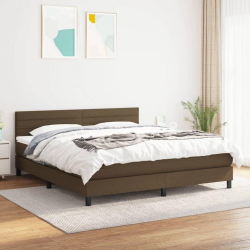 Kontinentalseng med madras 160×200 cm - stof, mørkebrun