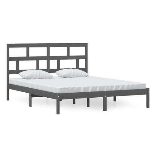 Sengeramme 160x200 cm massivt træ grå