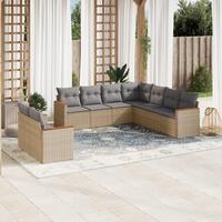 Sofasæt til haven 9 dele med hynder polyrattan beige