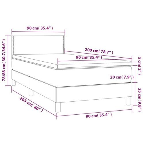 Kontinentalseng med LED-lys 90x200 cm fløjl sort