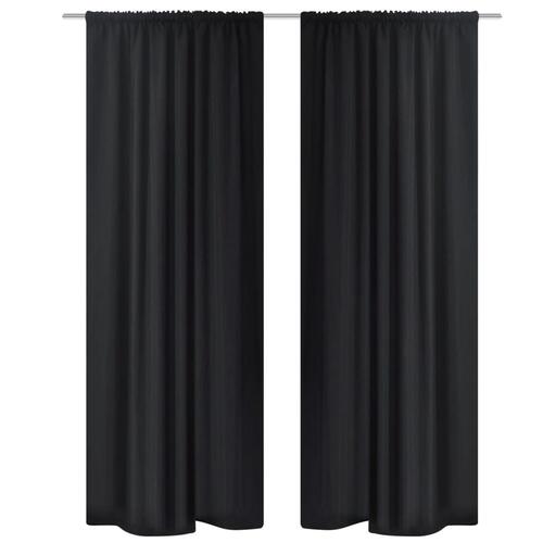 Lysdæmpende gardiner 2 stk. dobbelt lag 140x245 cm sort