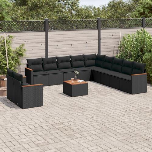Sofasæt til haven 12 dele med hynder polyrattan sort