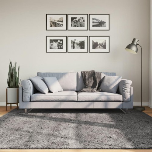 Gulvtæppe HUARTE 200×200 cm - kort luv, vaskbart, antracitgrå