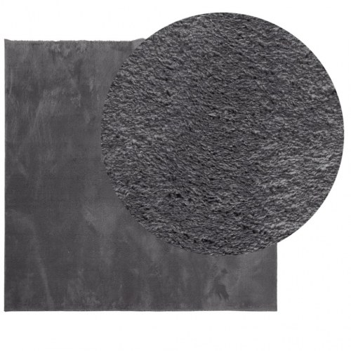 Gulvtæppe HUARTE 200×200 cm - kort luv, vaskbart, antracitgrå
