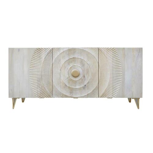 Skænk 160 x 45 x 75 cm Gylden Metal Hvid Mangotræ