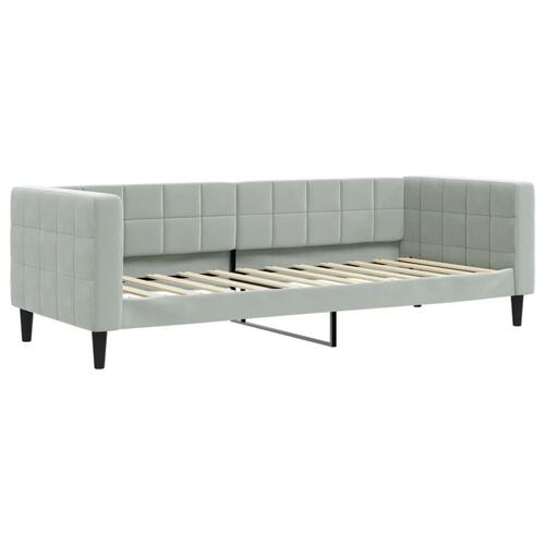 Daybed med udtræk og madras 80x200 cm velour lysegrå