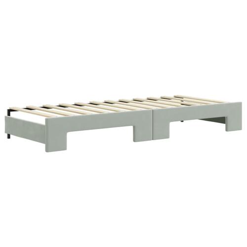 Daybed med udtræk og madras 80x200 cm velour lysegrå