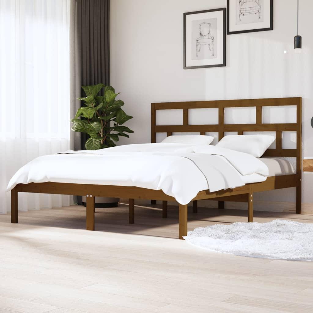 Sengeramme 160x200 cm massivt træ gyldenbrun