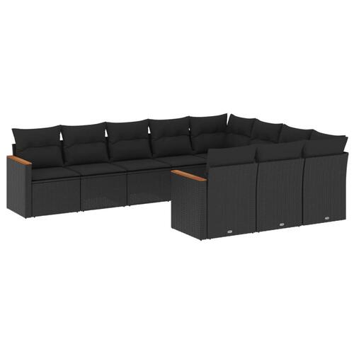 Sofasæt til haven 10 dele med hynder polyrattan sort