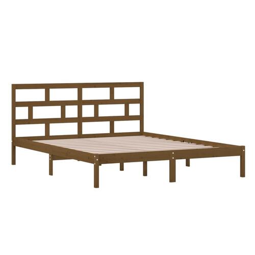 Sengeramme 160x200 cm massivt træ gyldenbrun
